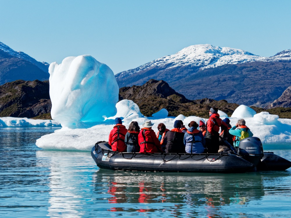 Floating icebergs at Bernardo glacier