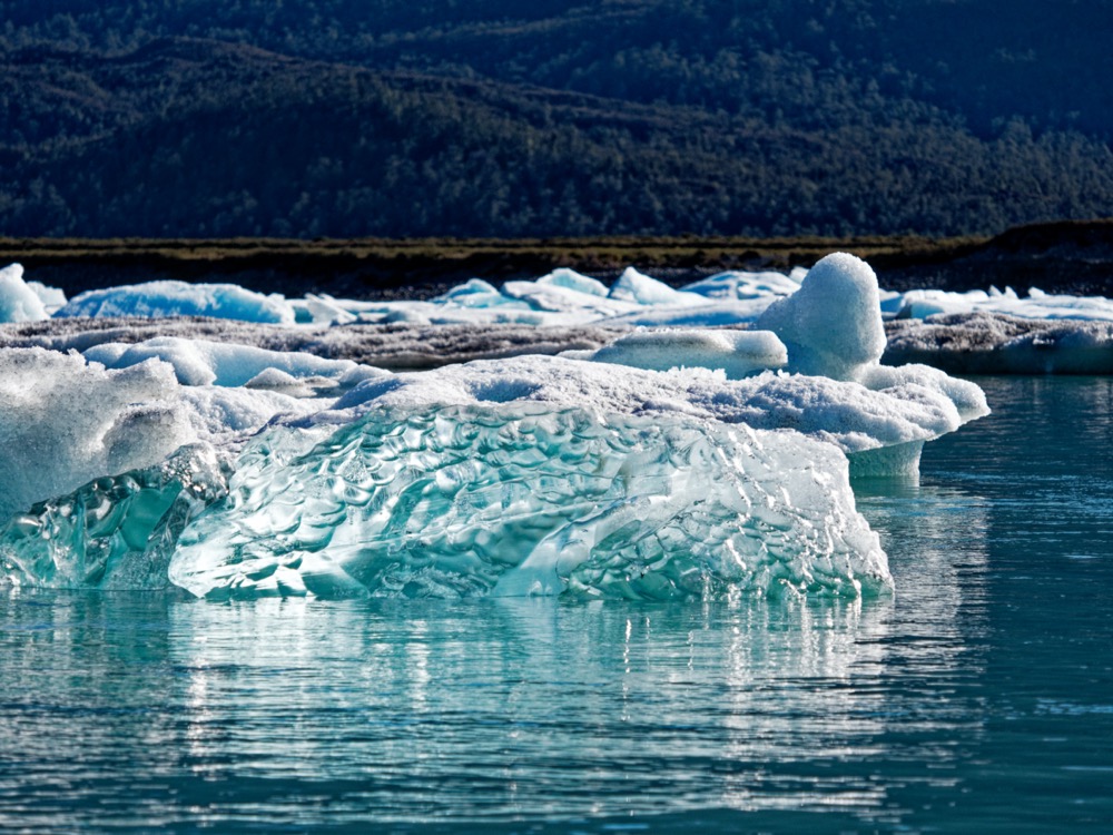 Floating icebergs at Bernardo glacier