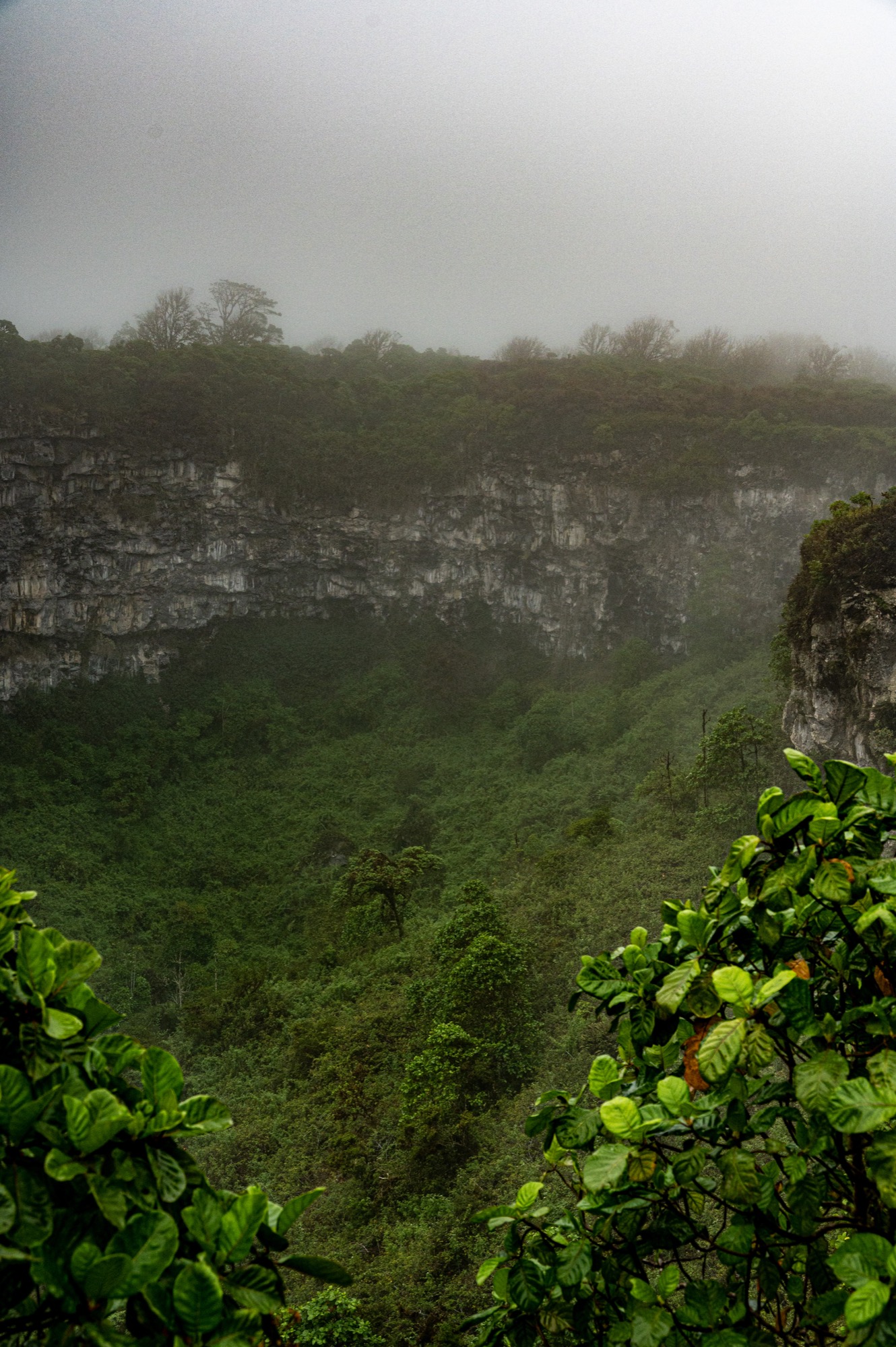 Hiking around a volcanic crater