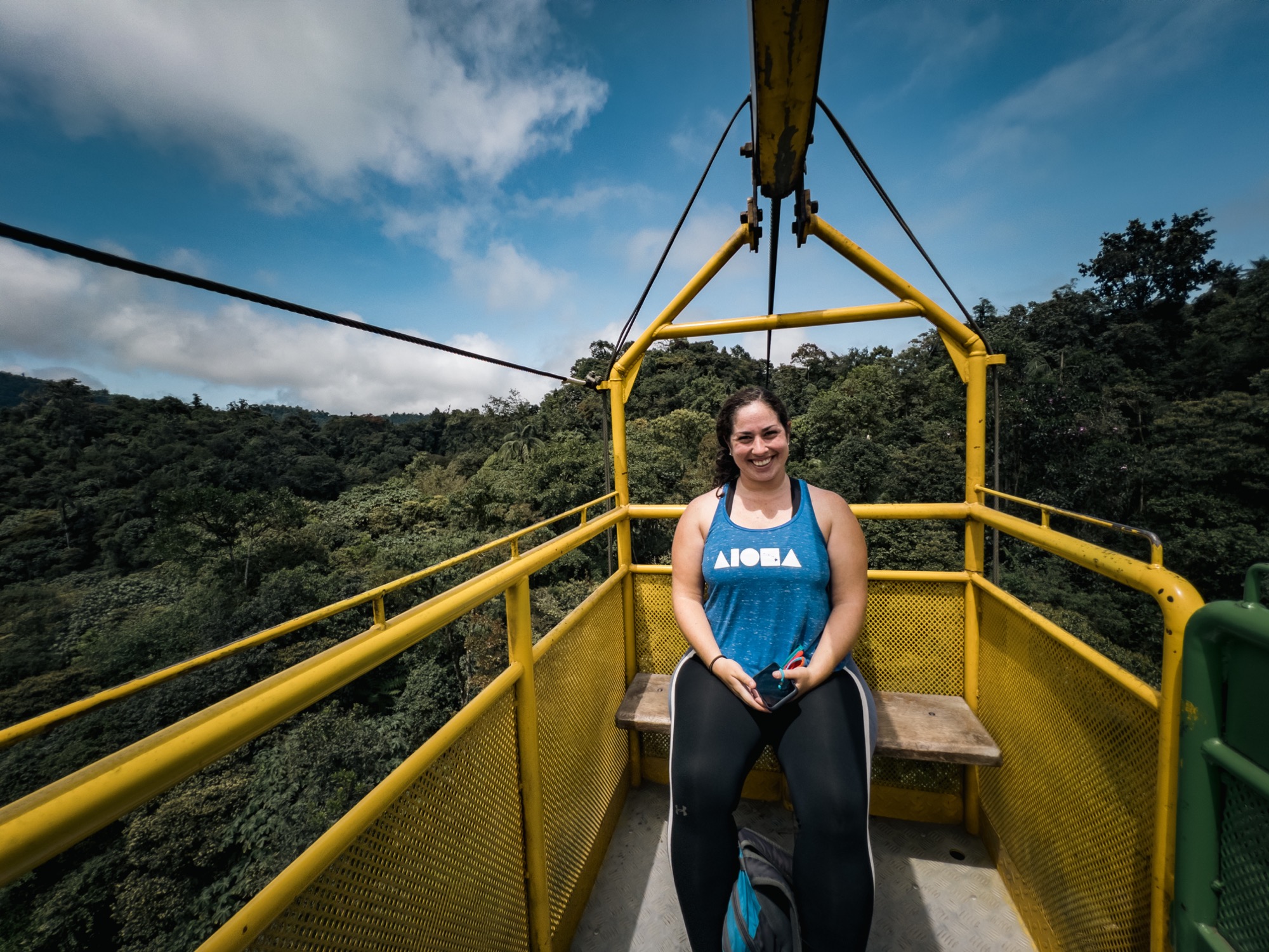 Julia on the cable car en route to the waterfalls